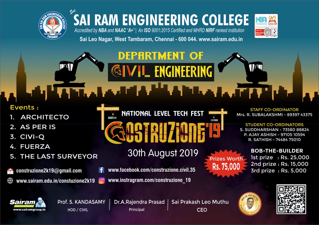 COSTRUZIONE 2K19, Sri Sairam Engineering College, Civil Engineering